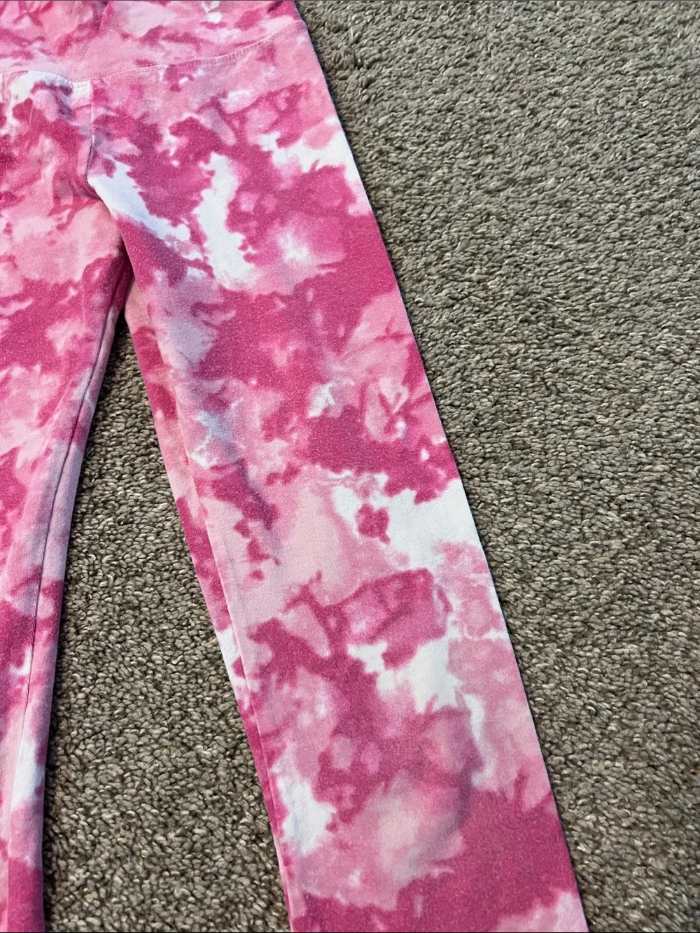 Justice Pink & White Tie-Dye Capri Leggings
